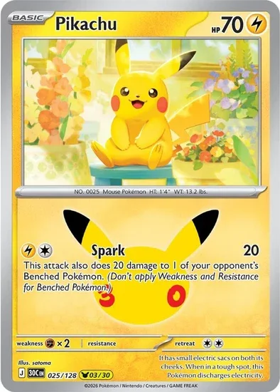 Pikachu Rare 30th Celebration 03/30