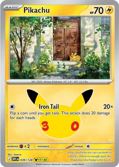 Pikachu Rare 30th Celebration 17/30