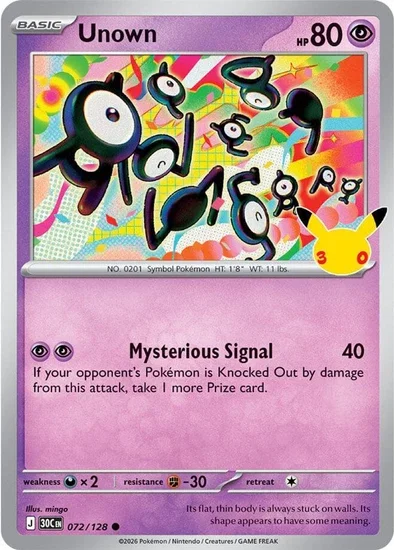 30th Celebration Unown 072/128
