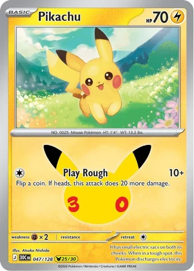 Pikachu Rare 30th Celebration 25/30