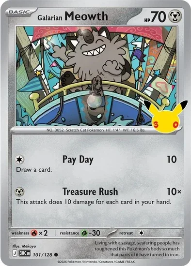 30th Celebration Galarian Meowth 101/128