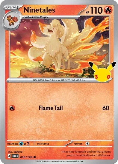 30th Celebration Ninetales 010/128