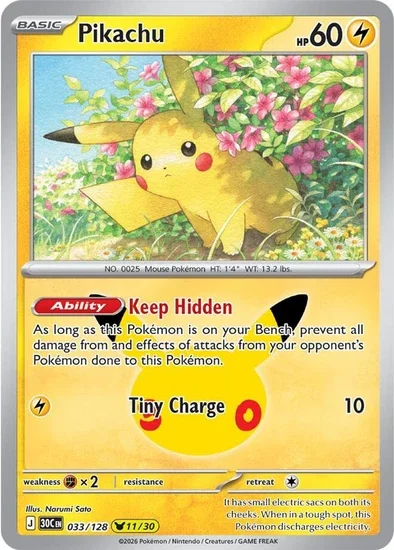 Pikachu Rare 30th Celebration 11/30