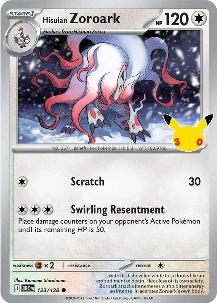 30th Celebration Hisuian Zoroark 123/128