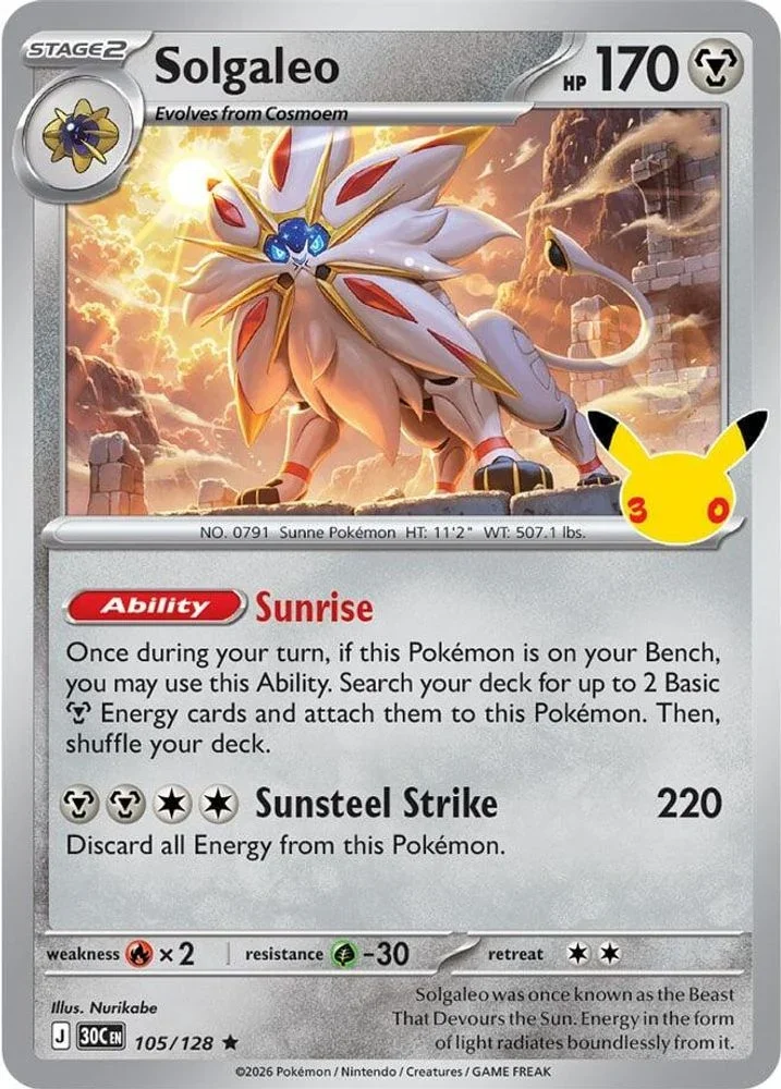 30th Celebration Solgaleo 105/128