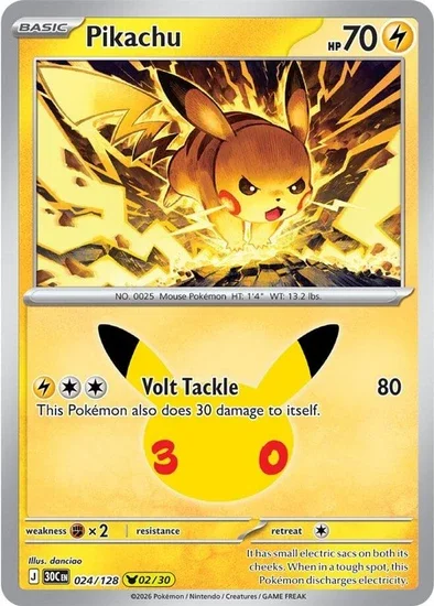 Pikachu Rare 30th Celebration 02/30