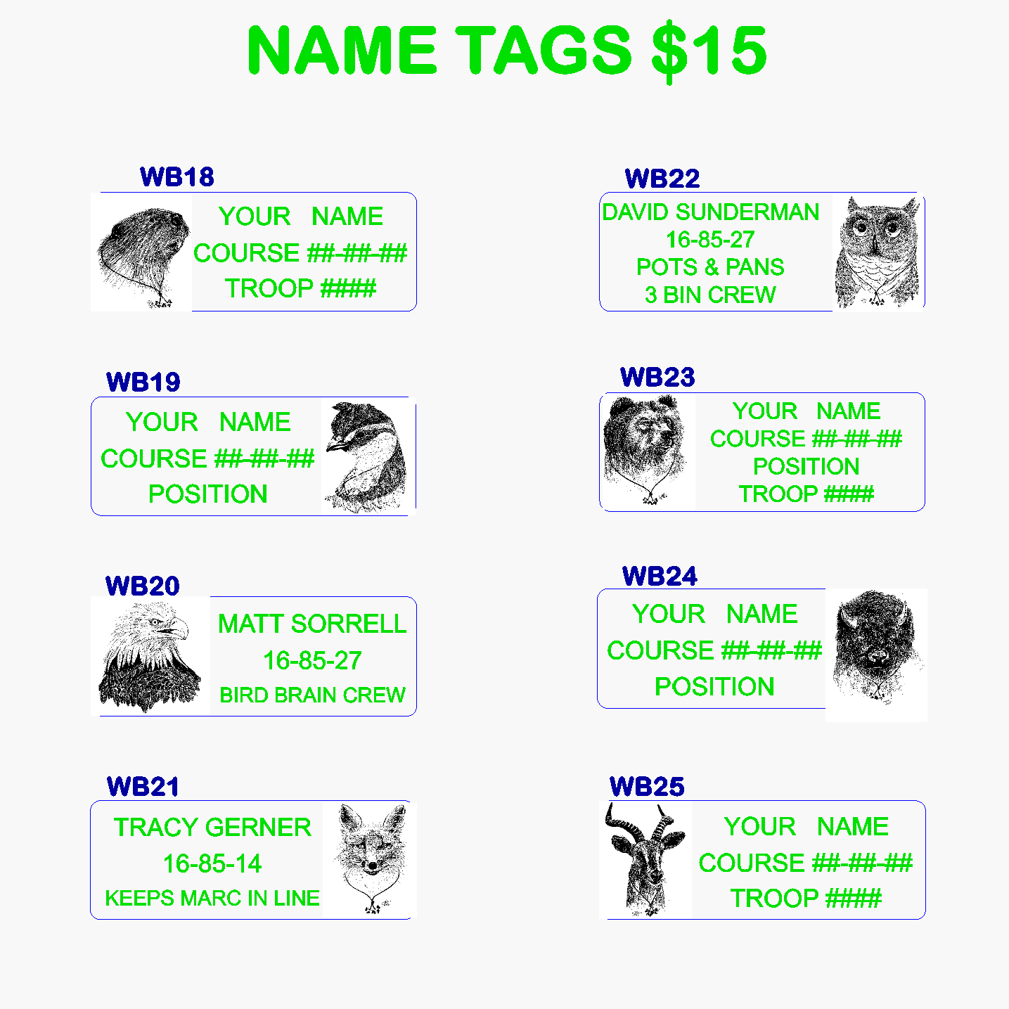 Woodbadge Name Tags #5