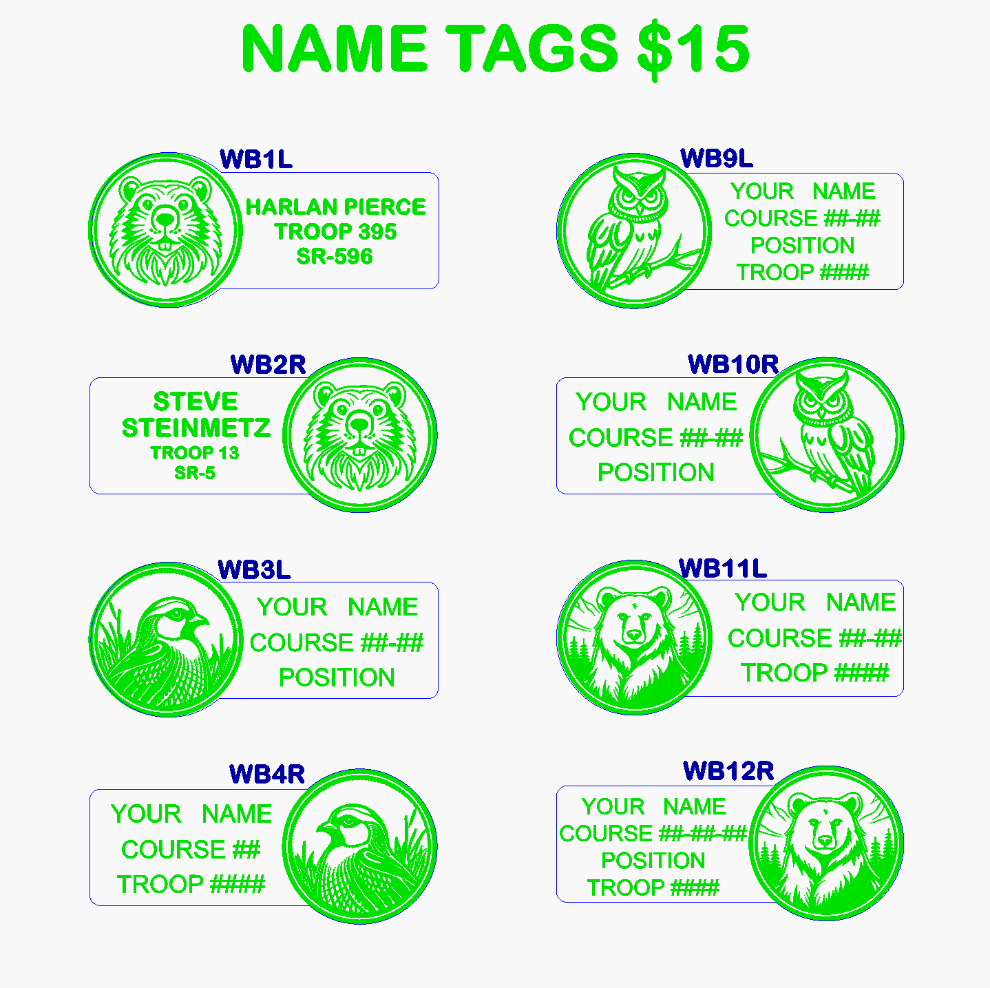 Woodbadge Name Tags #2
