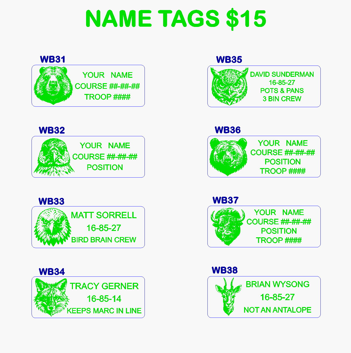 Woodbadge Name Tags #4