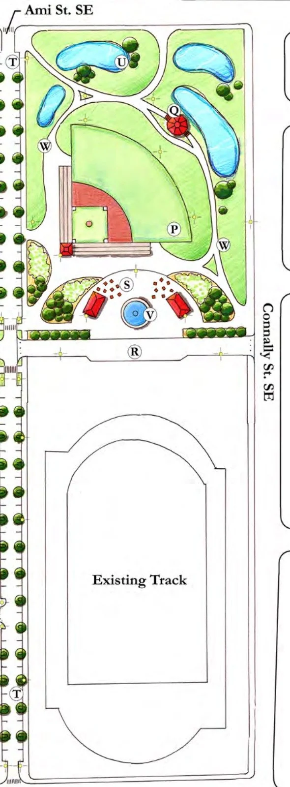 Cheney Field as imagined in the 2015 Parks of Summerhill Vision Plan, with Georgia Avenue at the top and Little Street at the bottom.