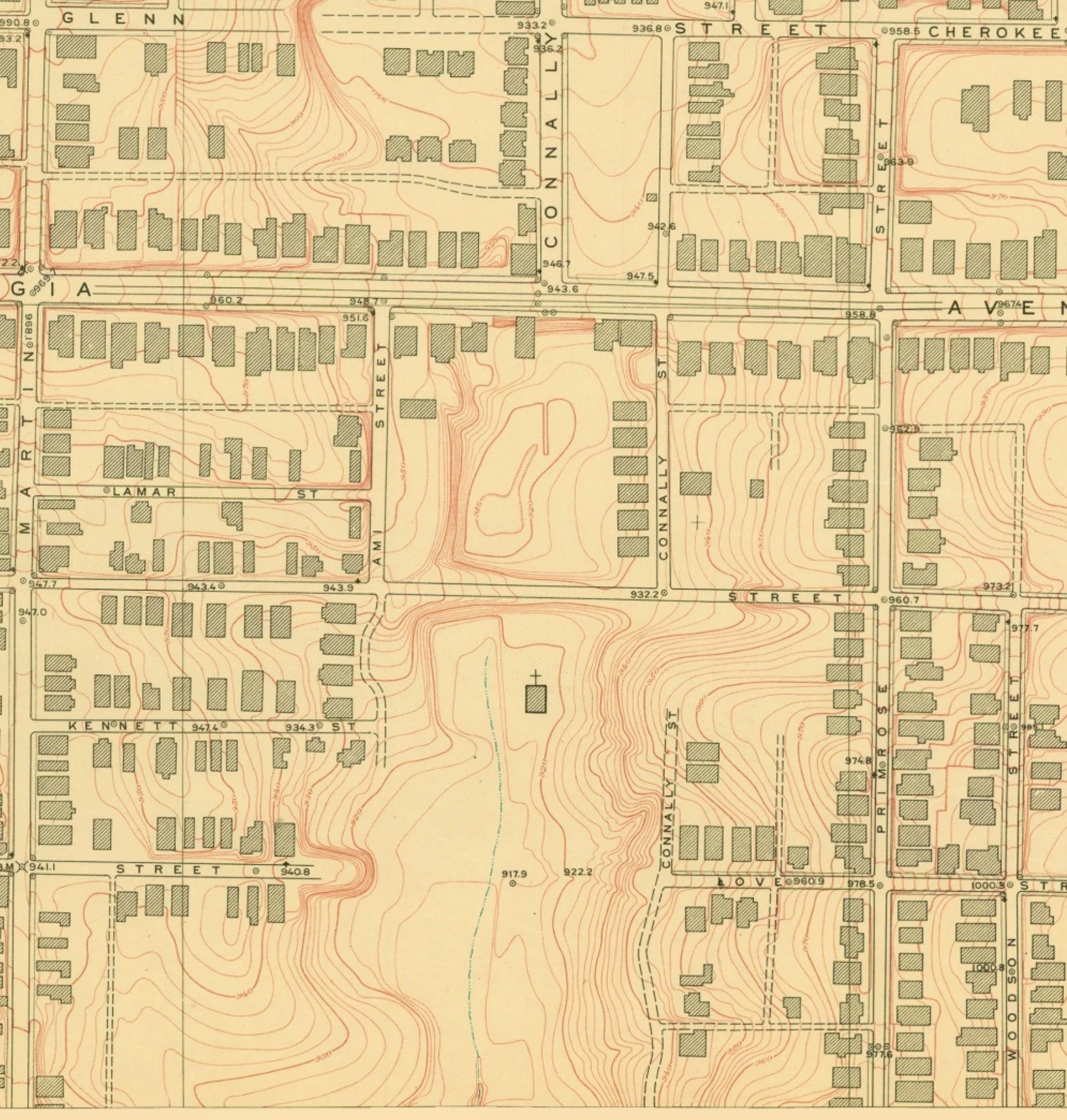 . Detail from the 1928 Topographical Atlas of Atlanta.