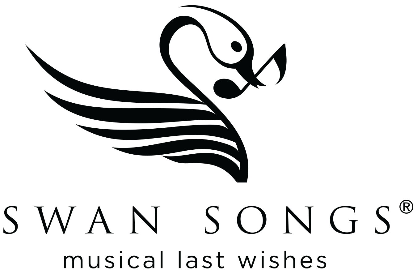 Swansongs logo featuring a stylized swan with musical notes and the text "SWAN SONGS musical last wishes".