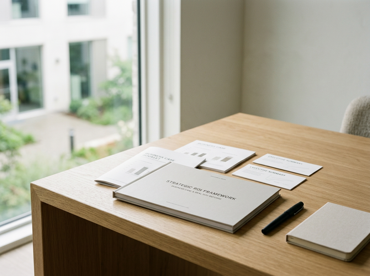 Board-ready executive leave-behind presentation deck and pitch architecture workbook for B2B deal sign-off.