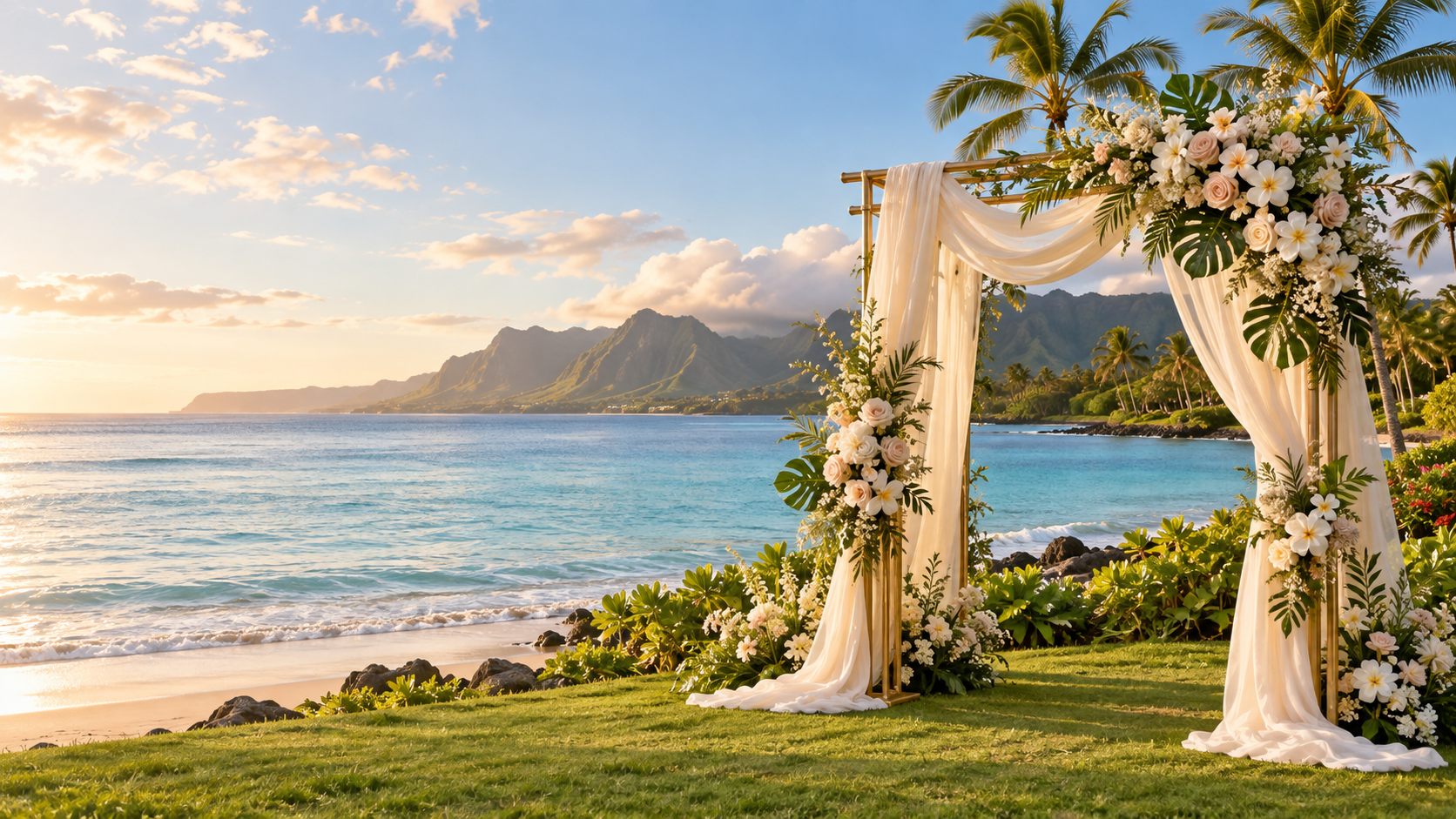 AI-created Hawaiian beach wedding inspiration