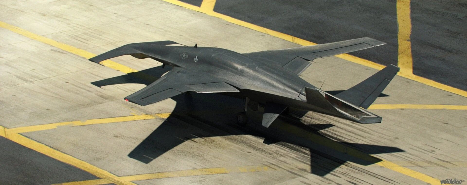 F-22 fighter jet parked on the tarmac of an airport.