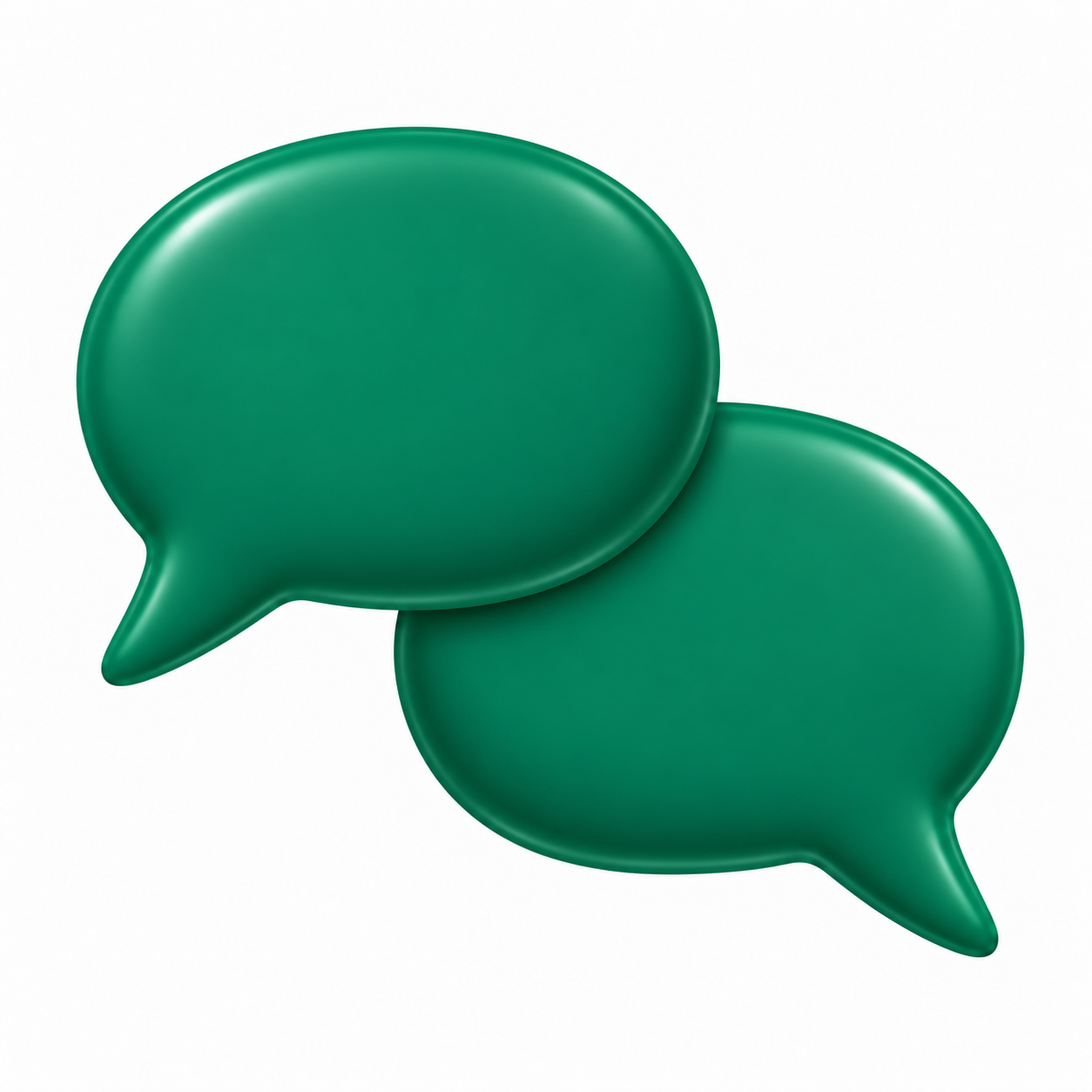 Two overlapping green speech bubbles on a white background.