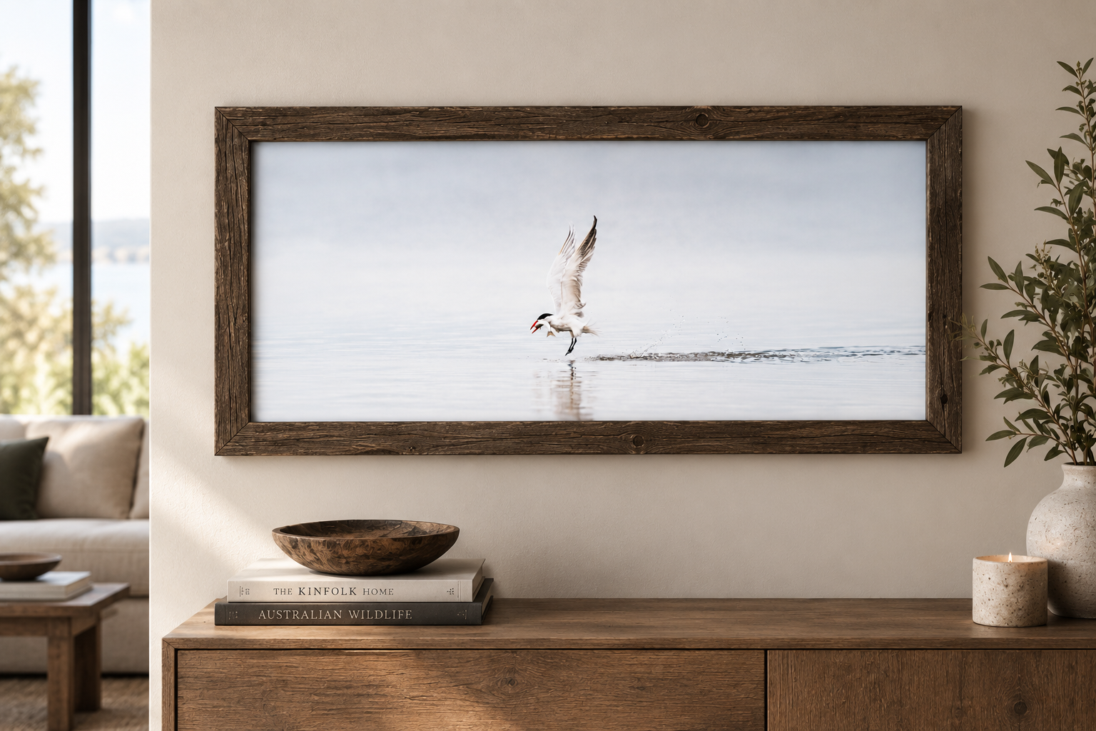 Coastal Bird Art in a Rustic Interior.png