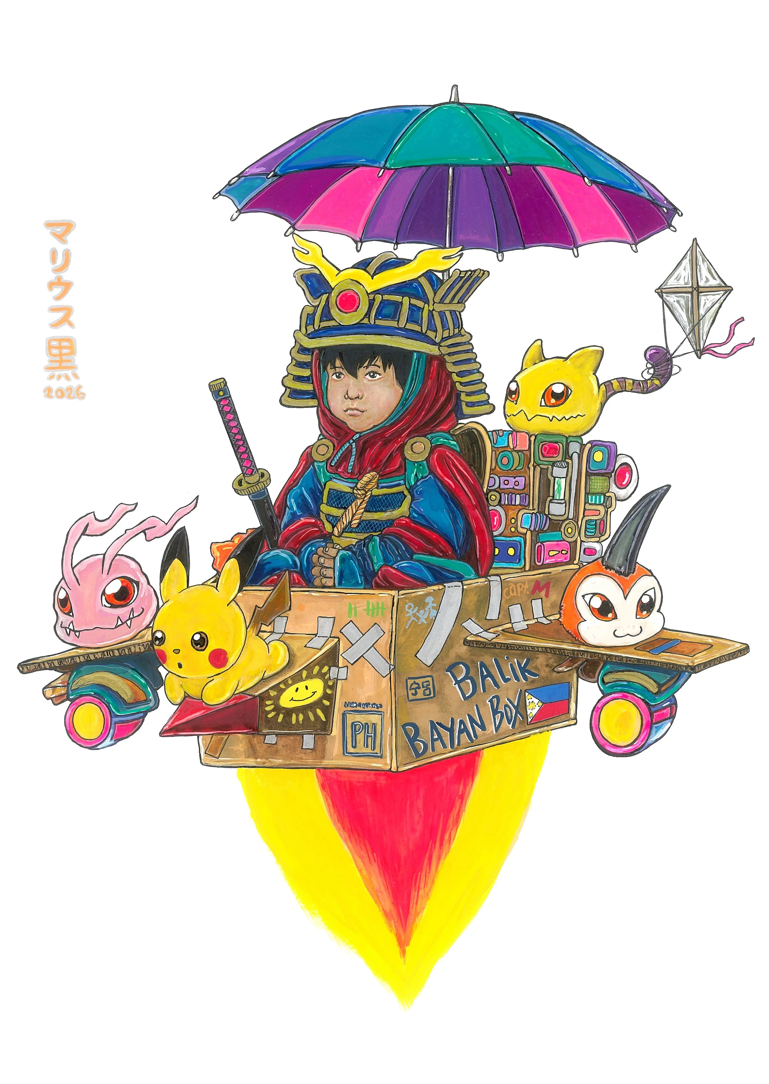 13 BALIKBAYAN BOX AERONAUT - mixed media on watercolor paper (16.5 x 11.7 inches) Marius Black 2026.jpg