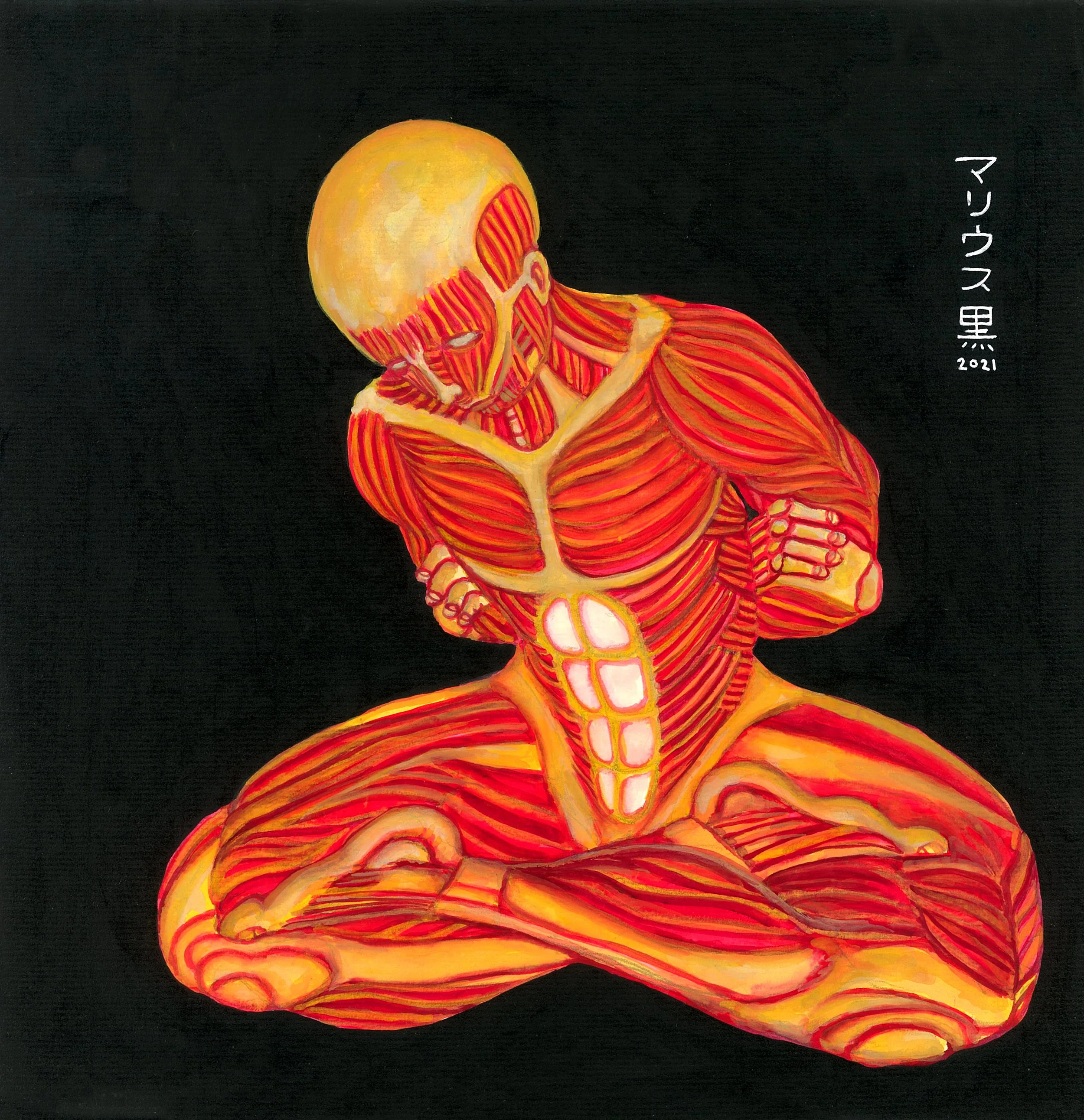 134 An Abstinence in Agony - mixed media on water color paper (11.5 x 12 inches) Marius Black 2021.jpg