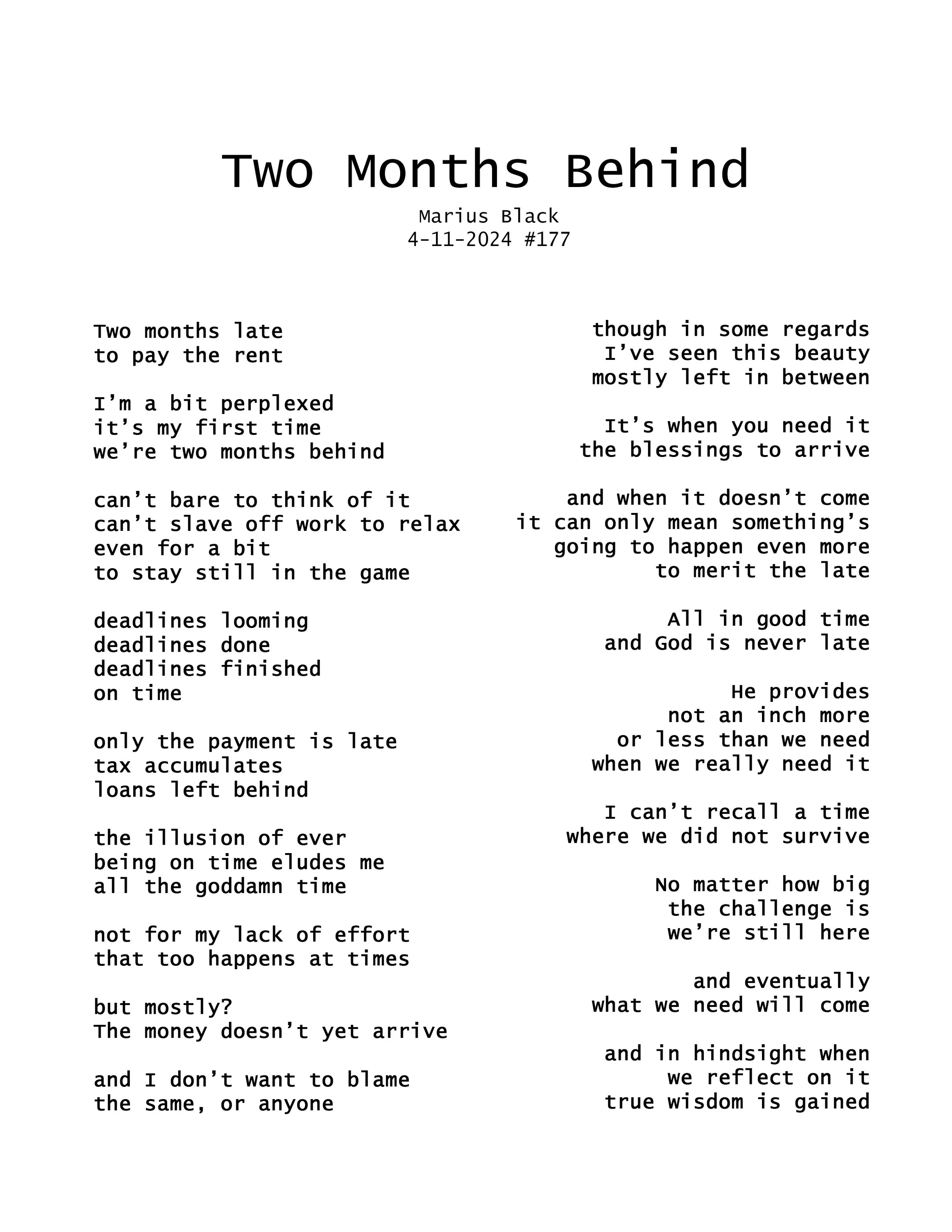 TWO MONTHS BEHIND (177) by Marius Black 4-11-2024.jpg