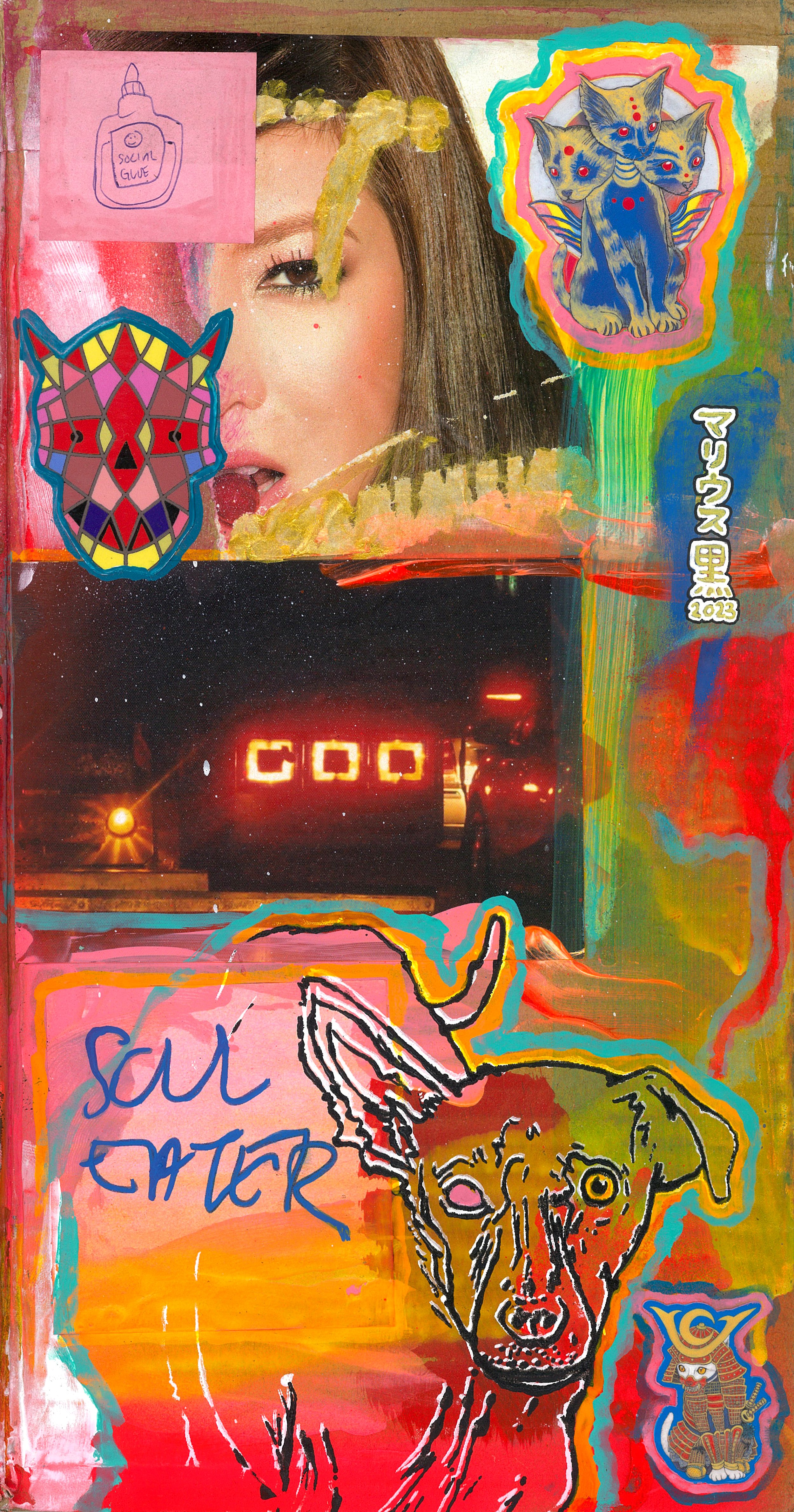 Soul Eater Two (13 x 7 inches) mixed media on cardboard  by Marius Black 2023.jpg
