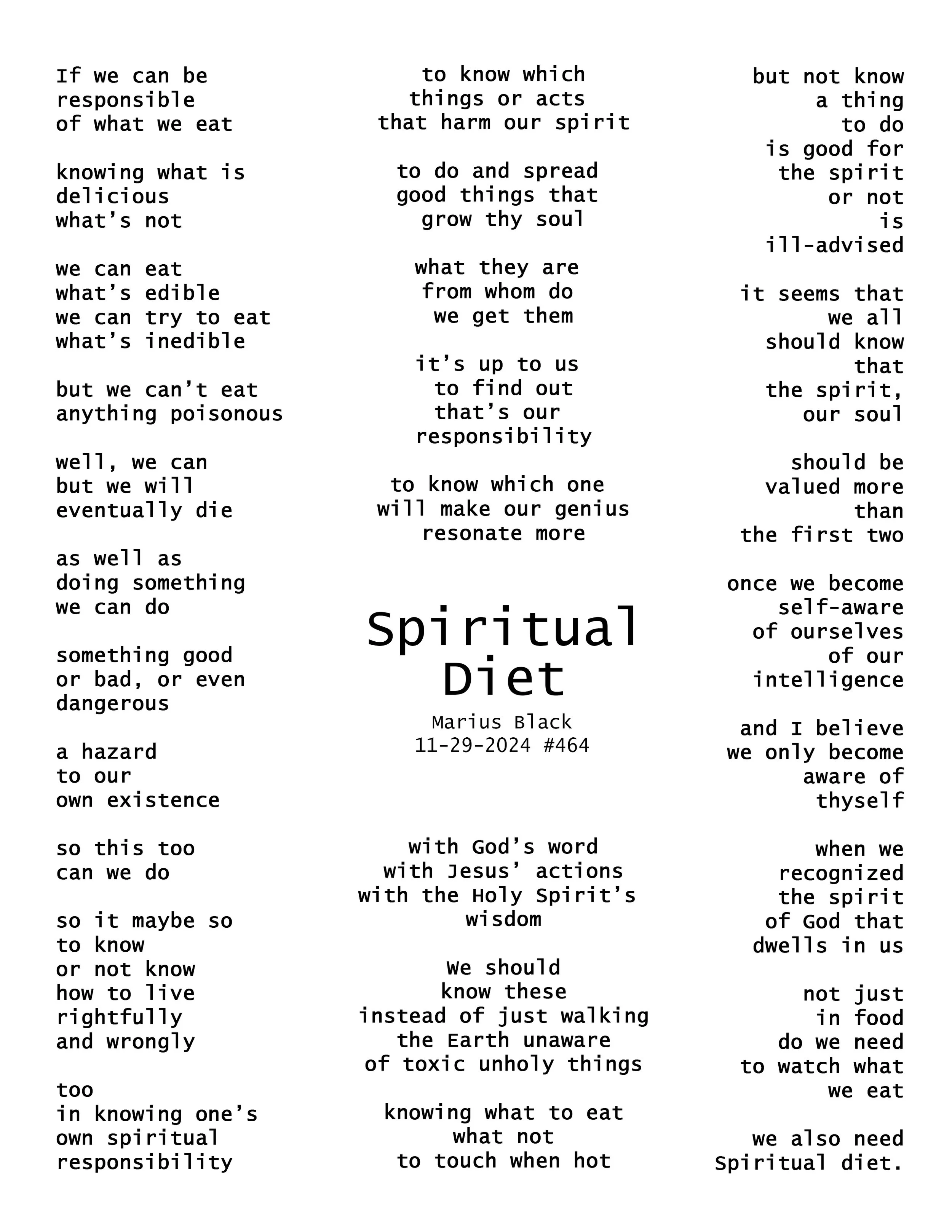 Spiritual Diet (464) by Marius Black 11-29-2024.jpg