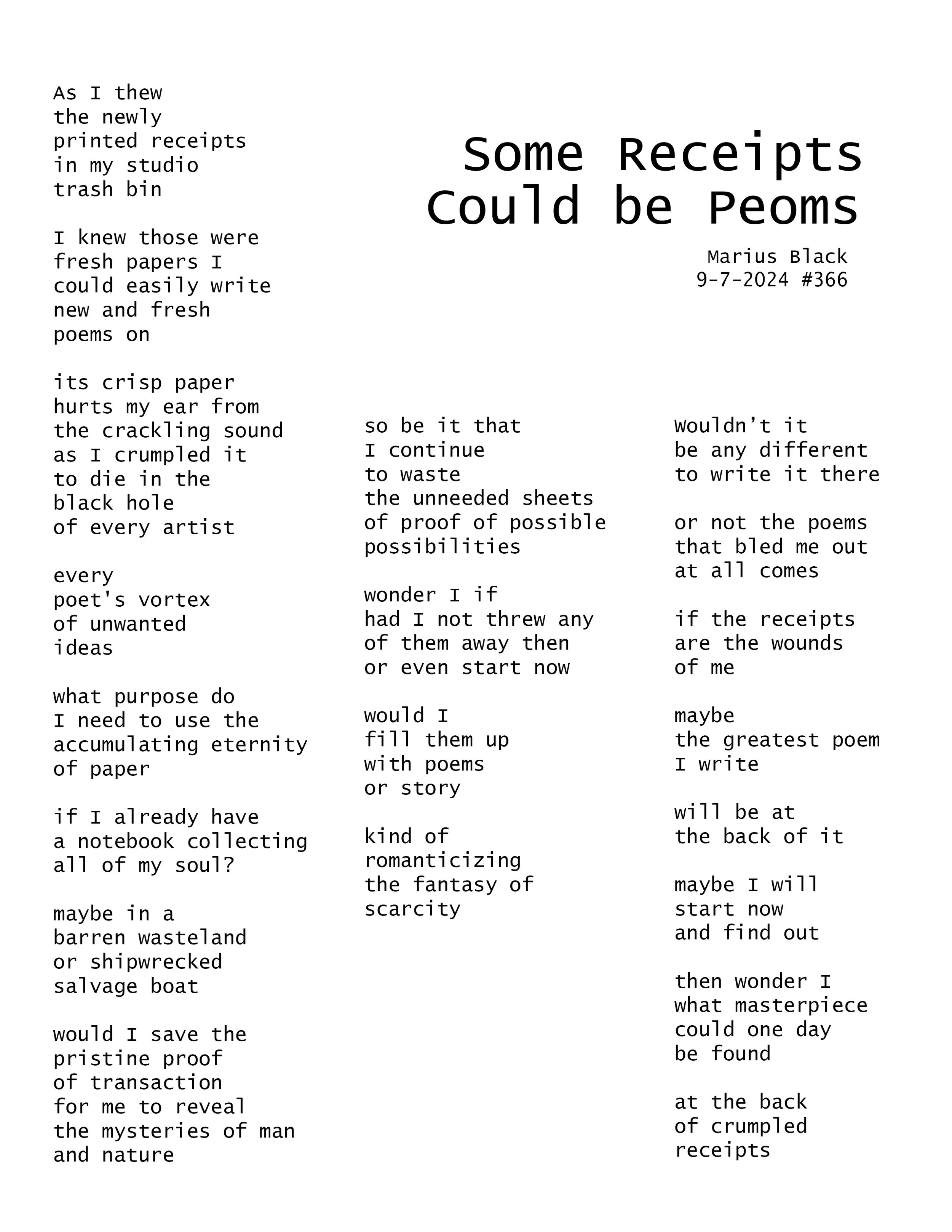 Some Receipts Could Be Poems (366) by Marius Black9-7-2024.jpg