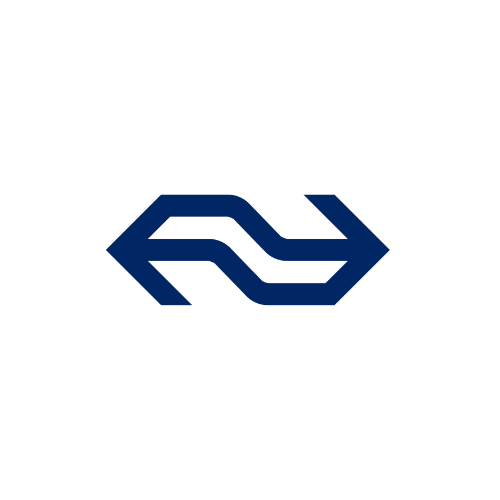 Logo van de Nederlandse Spoorwegen (NS) tegen een zwarte achtergrond.