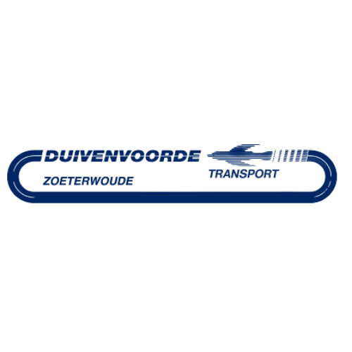Logo van Douane Noord-Zeeland Transport met blauwe tekst en een gestileerde brandende motorfiets.