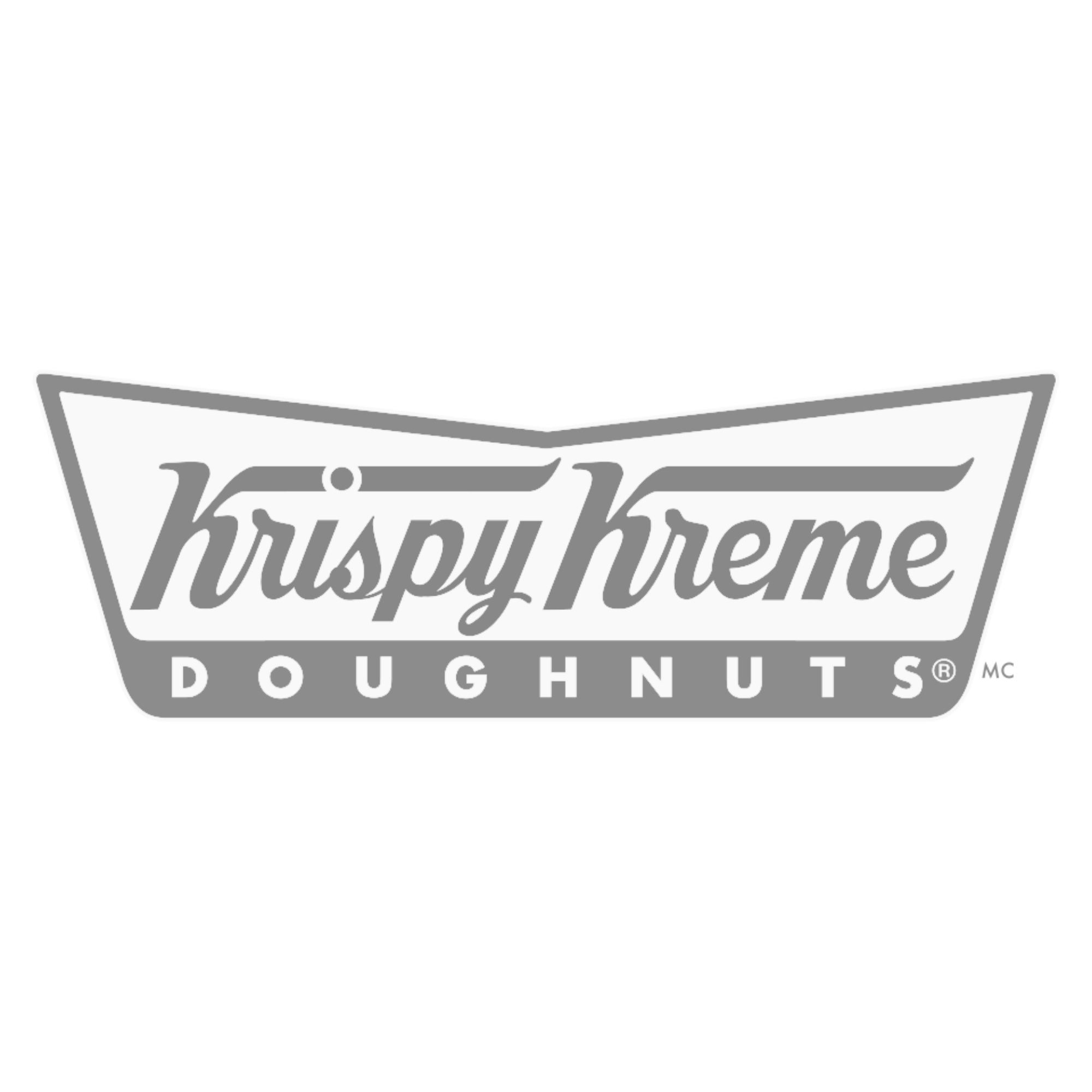 Black-and-white illustration of a Krispy Kreme doughnut box with the Krispy Kreme logo and text.