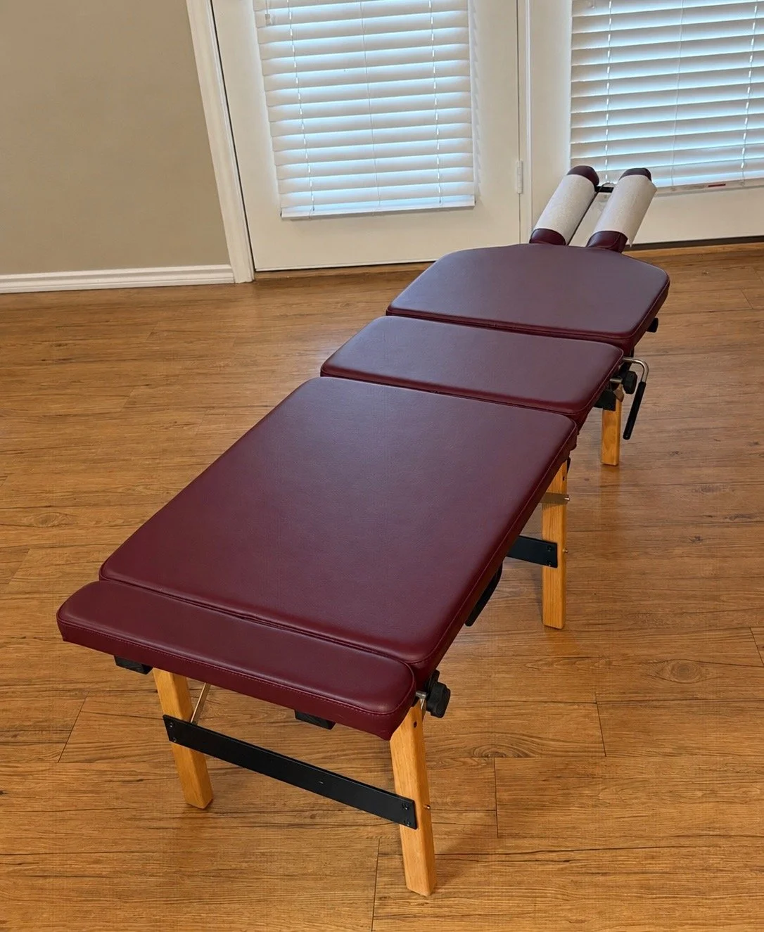Chiropractic adjustment table used by Channel Chiropractic for mobile concierge chiropractic care in Midland and Odessa, TX.