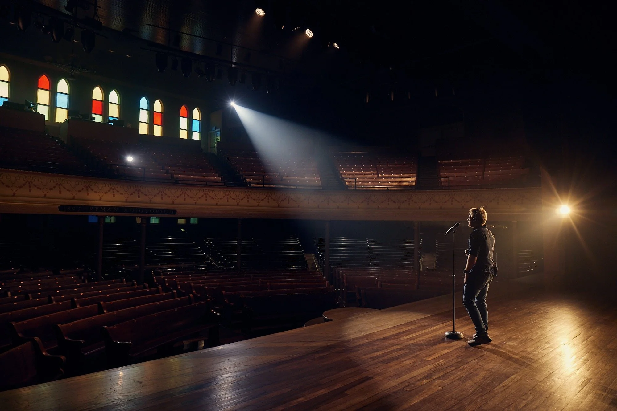 Tim Kloete working on set at the ryman