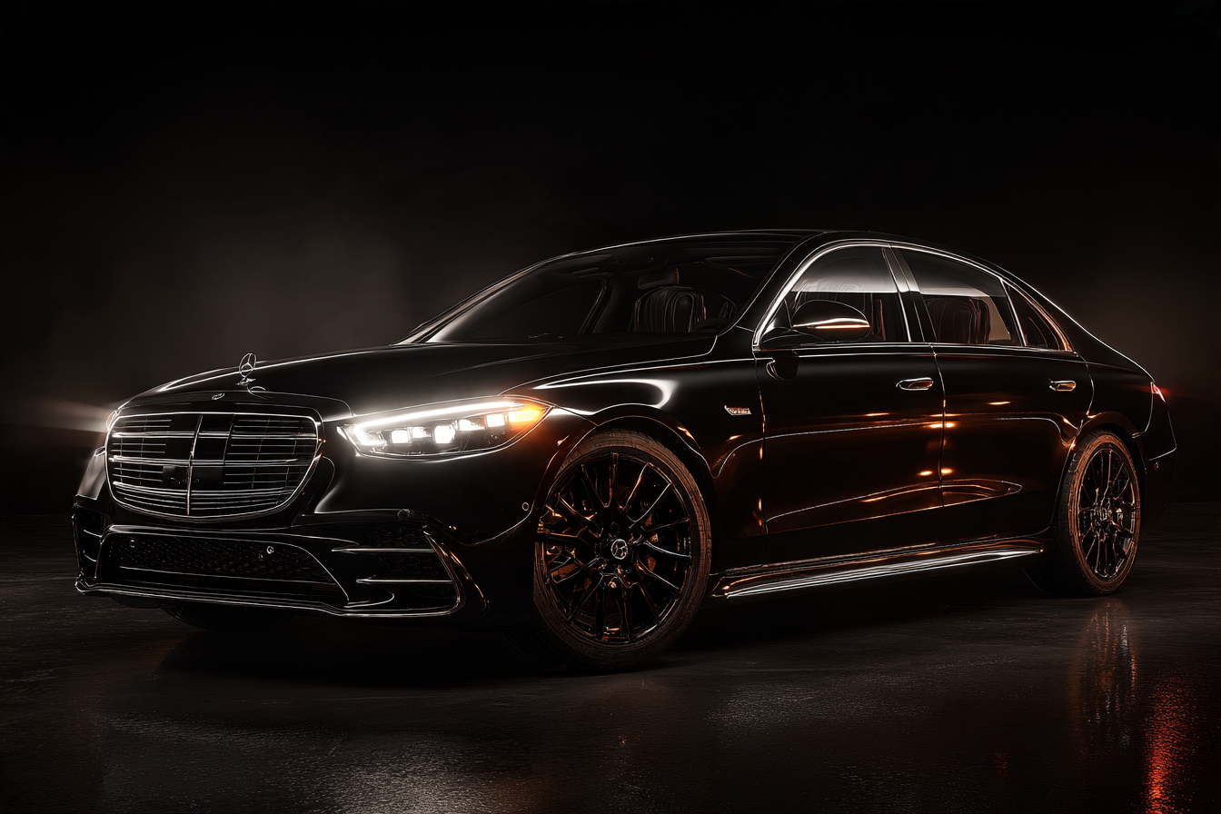 Black Mercedes-Benz S-Class luxury sedan