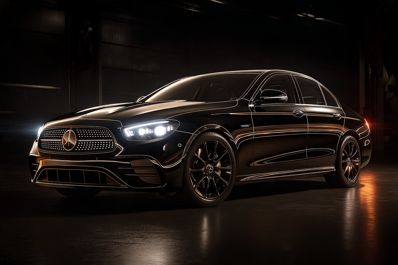 Black Mercedes-Benz E-Class sedan