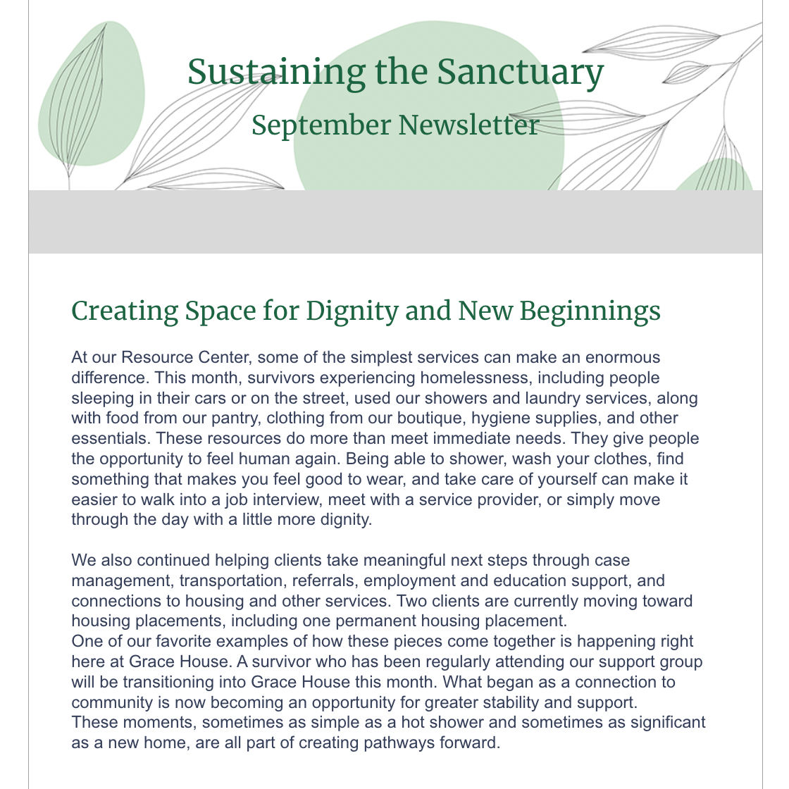 Sustaining the Sanctuary