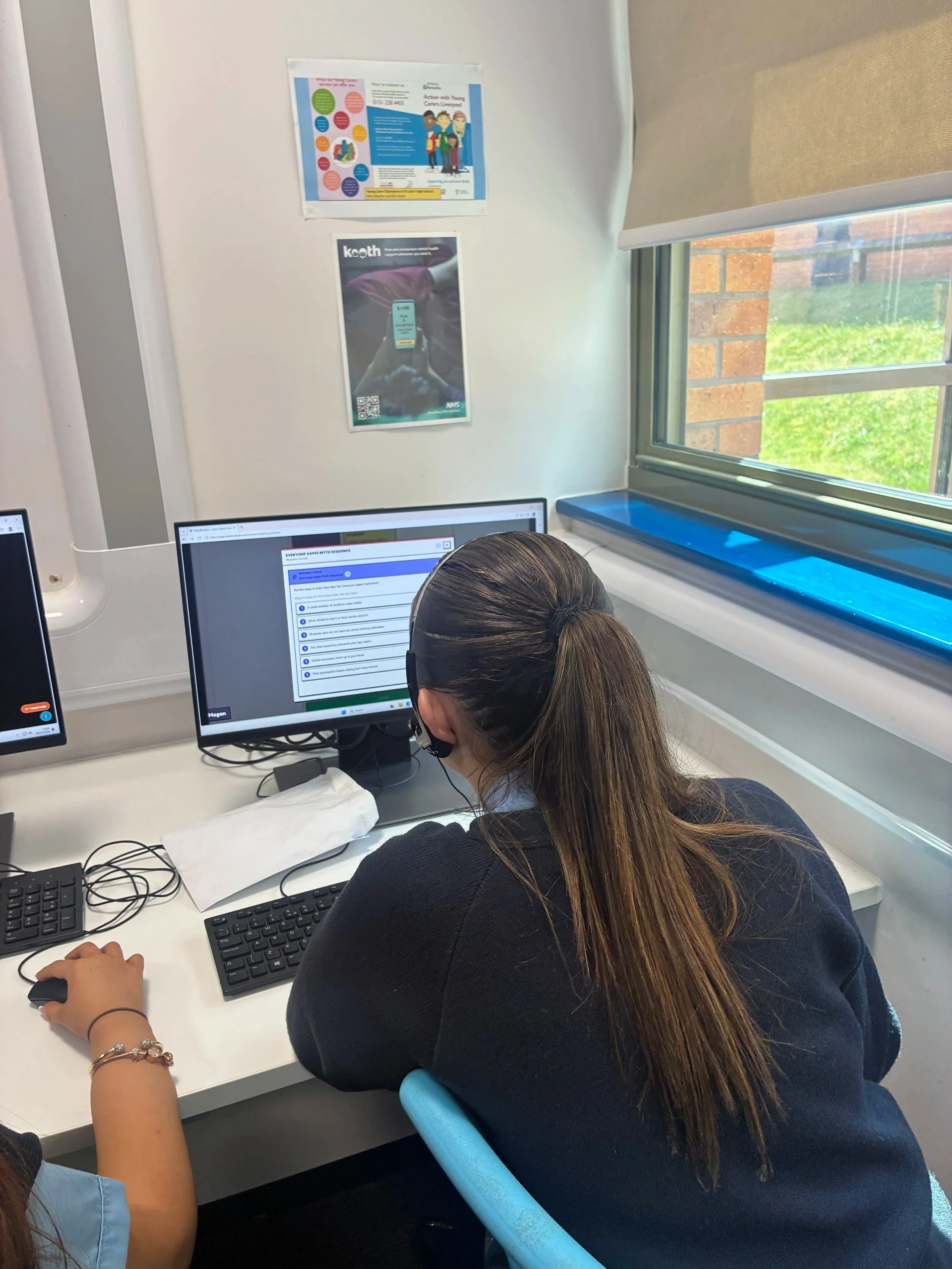 A pupil working through a Beat Modules session on a school computer
