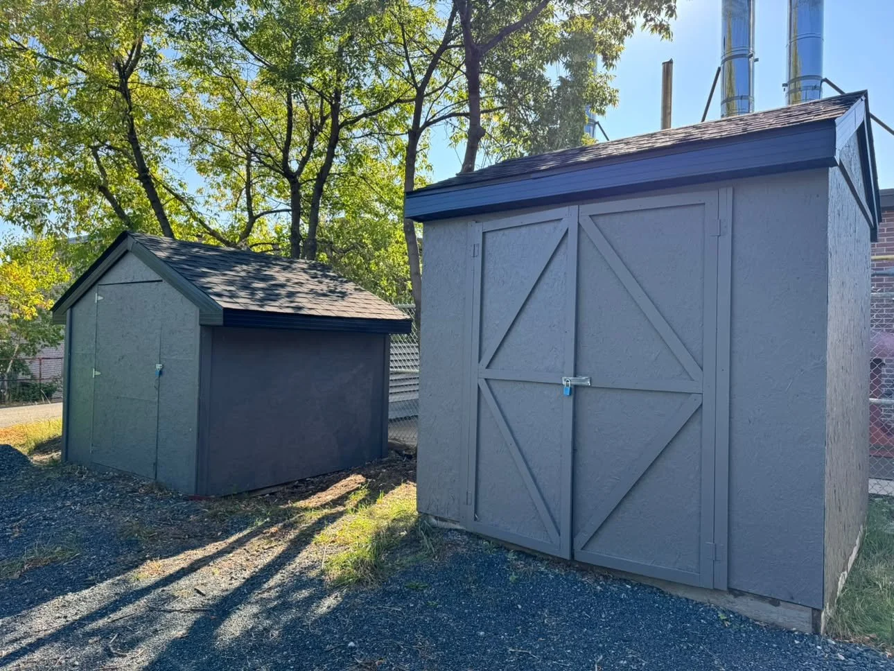 AFTER Sheds: stripped shingling and new sheathing. New shingles and fascia. From old brown to new sleek grey and black - Pincrest carehome (2026)