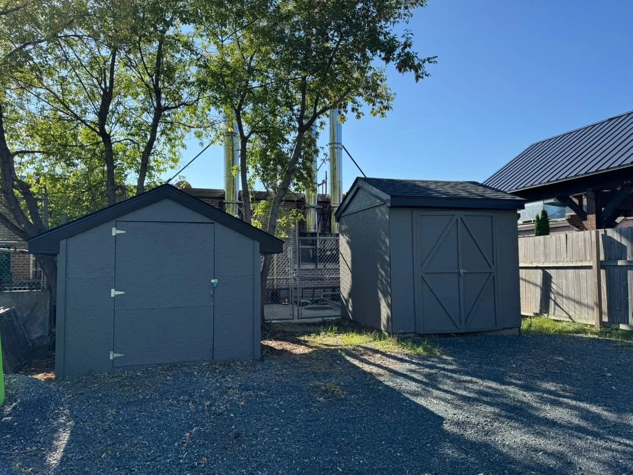 AFTER Sheds: stripped shingling and new sheathing. New shingles and fascia. From old brown to new sleek grey and black - Pincrest carehome (2026)
