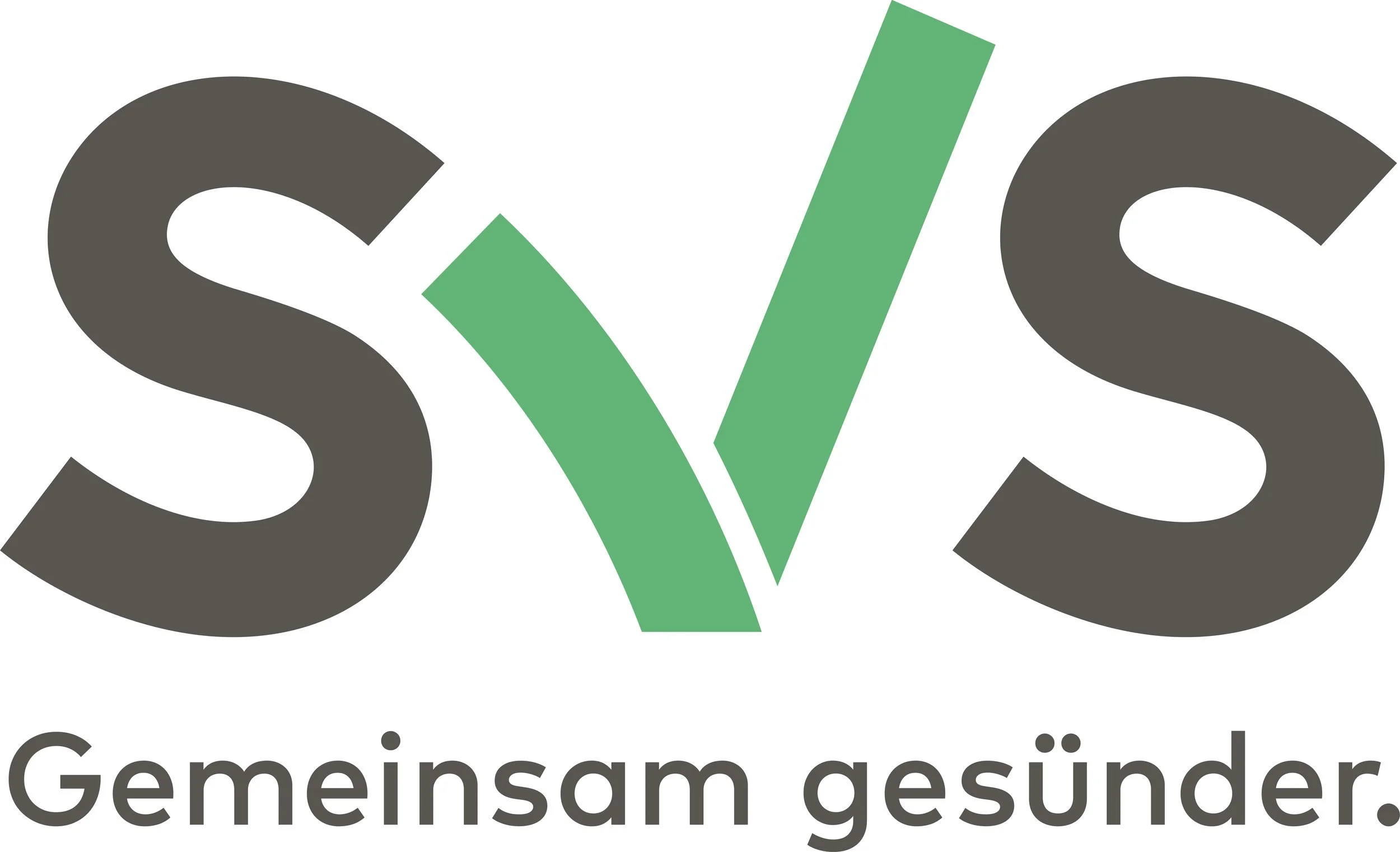 Das Logo zeigt die Buchstaben S, V und S, wobei das V grün ist und die anderen Buchstaben schwarz. Darunter steht in deutscher Sprache: Gemeinsam gesünder.
