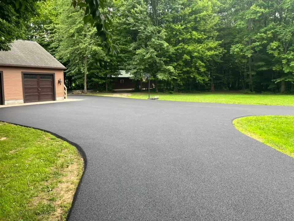 Newly paved residential driveway