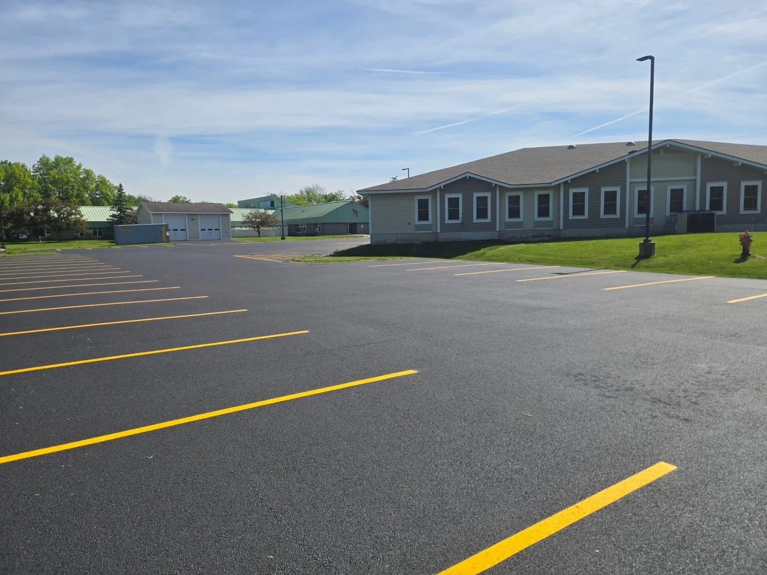 Sealcoated commercial parking lot