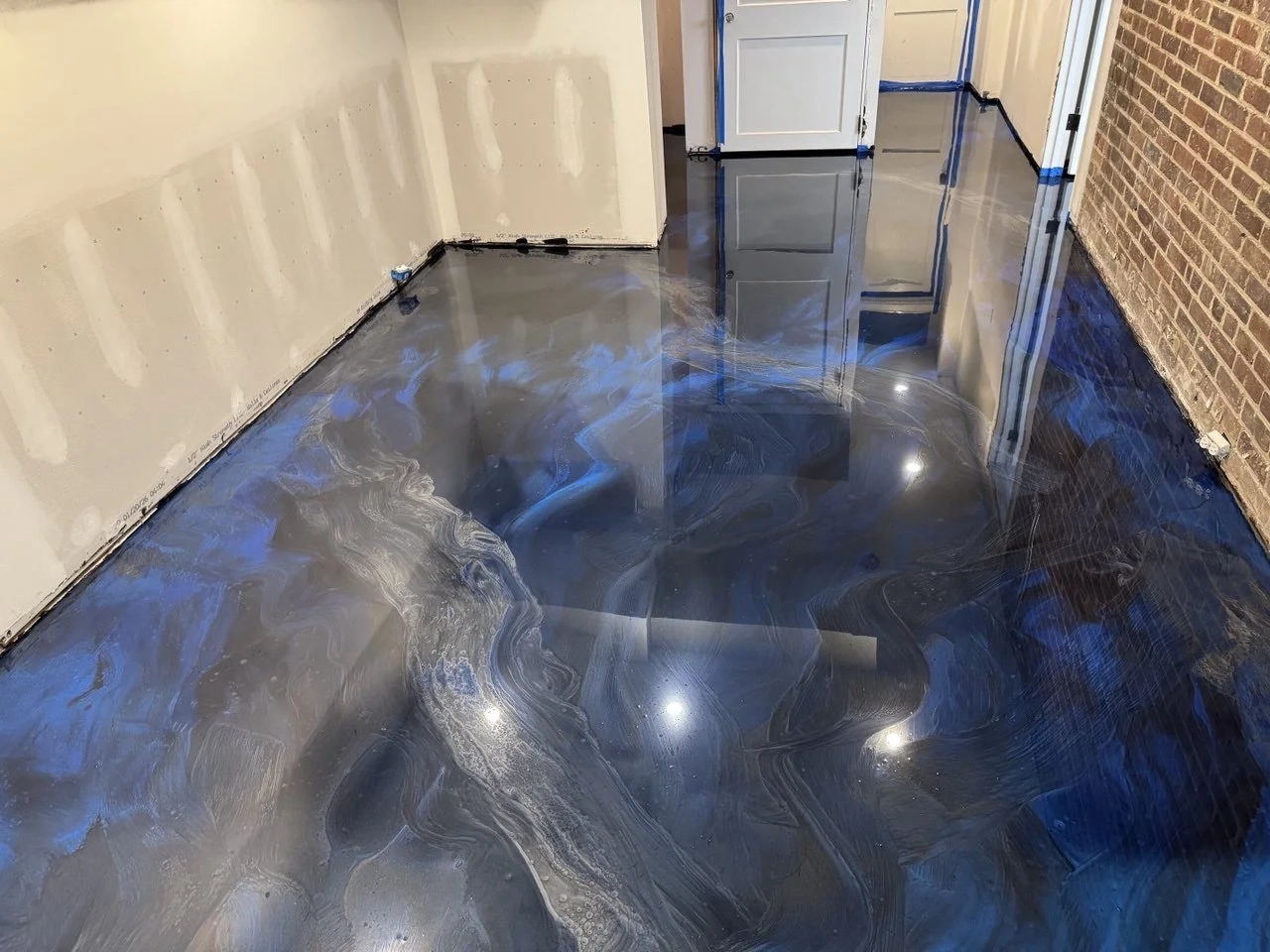 Black and Blue Metallic Epoxy Floor