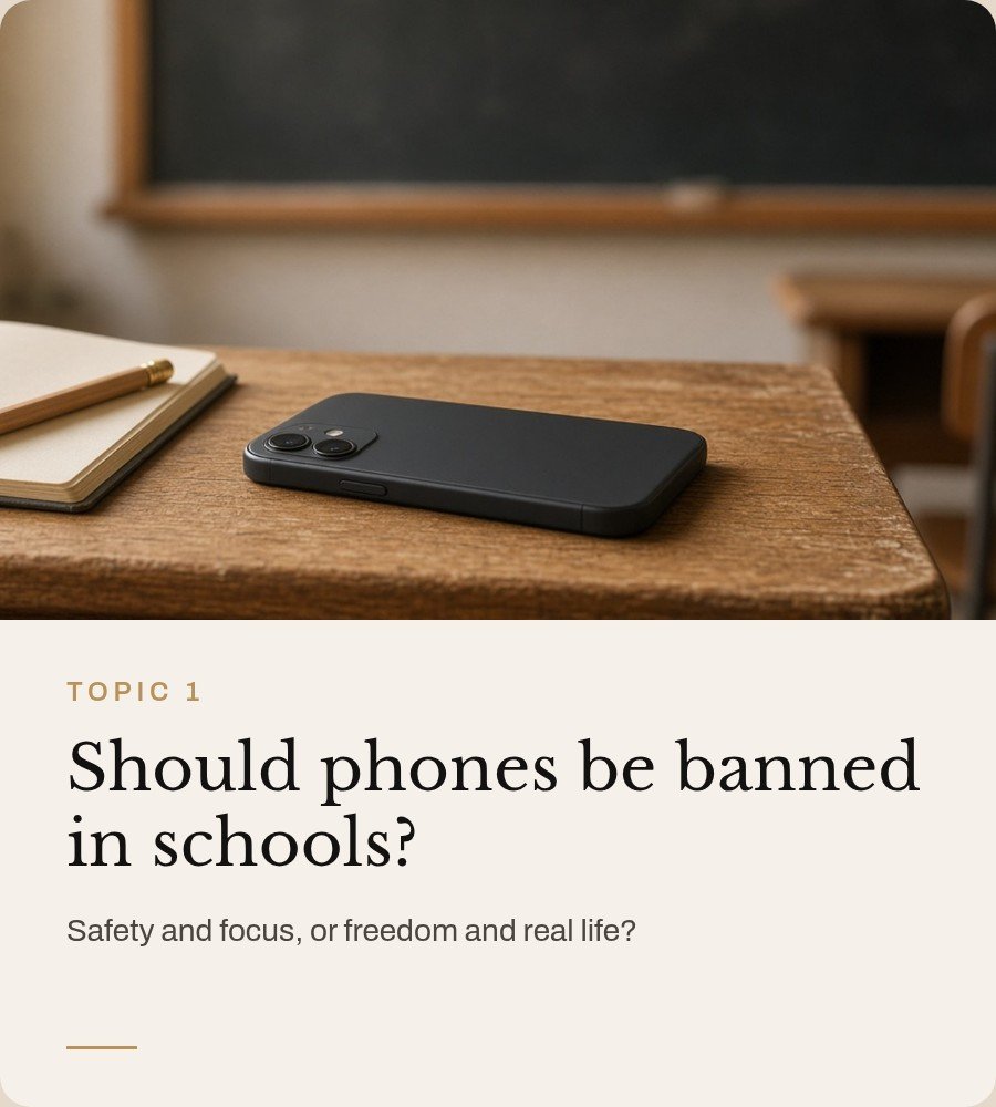 Topic 1: Should phones be banned in schools?