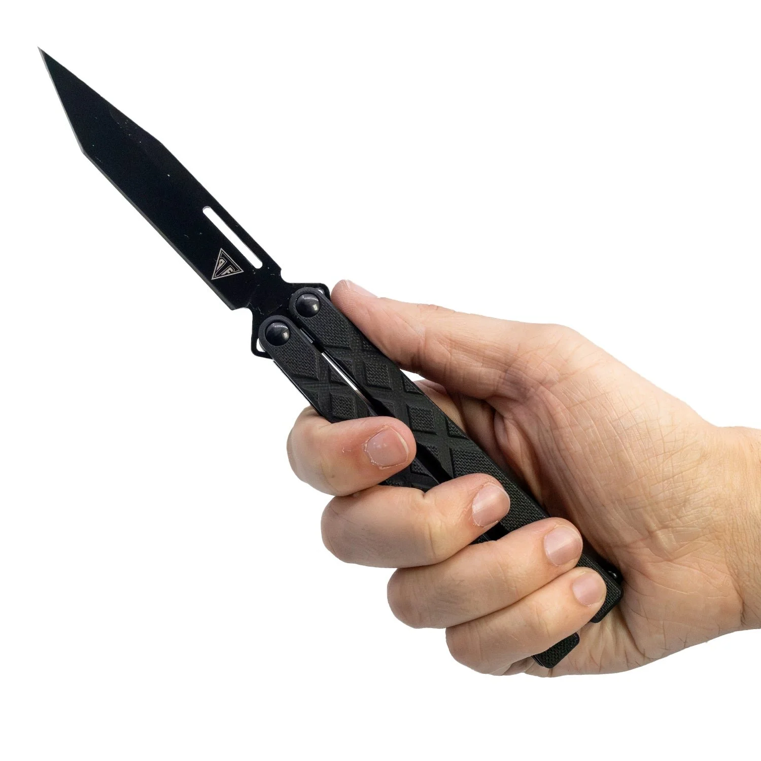 armed-force-tactical-9in-ball-bearing-g10-butterfly-knife-tanto-blade-in-hand.jpg