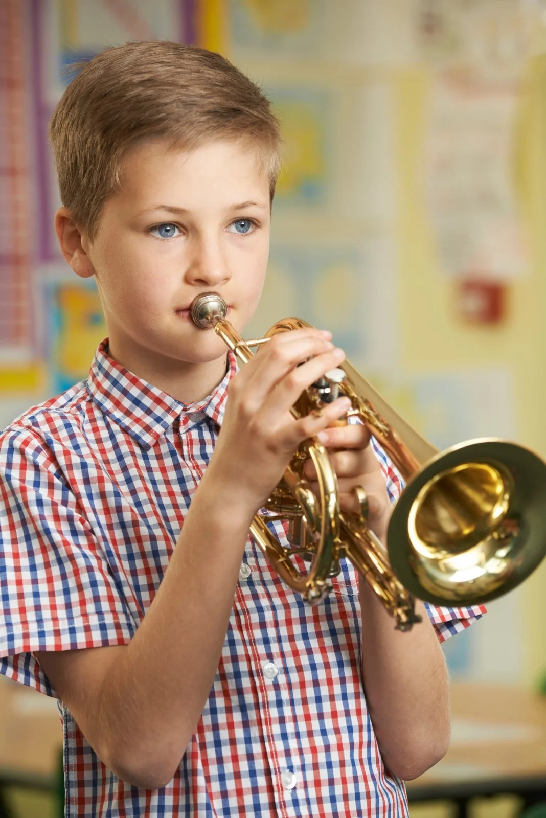 A pupil playing the cornet