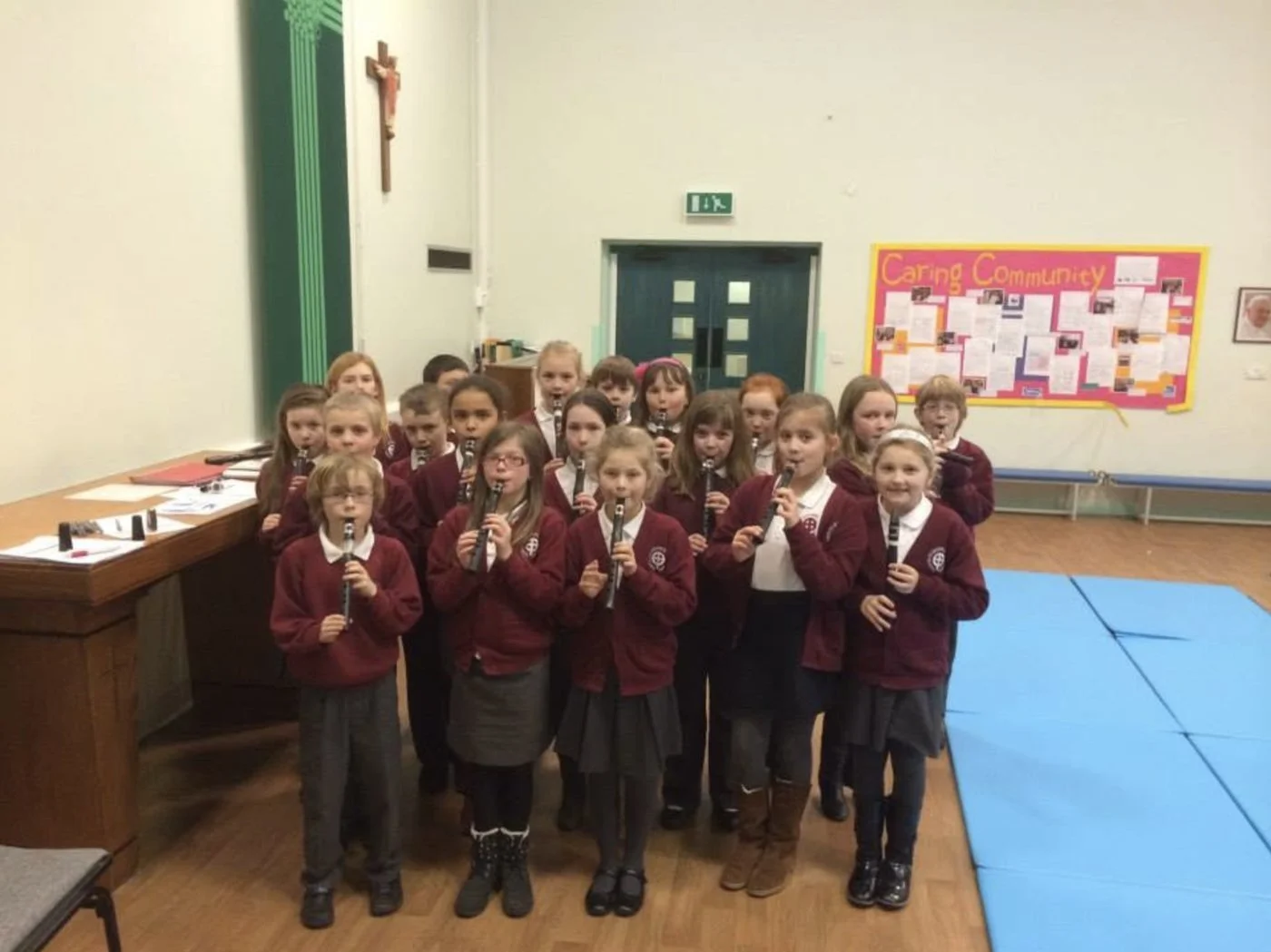 A class performing on chalumeau clarinets