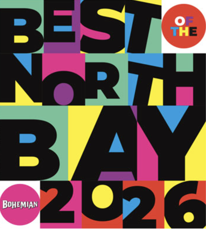 Colorful collage with the text "Best of the North Bay 2026" and the Bohemian logo in the bottom left corner.
