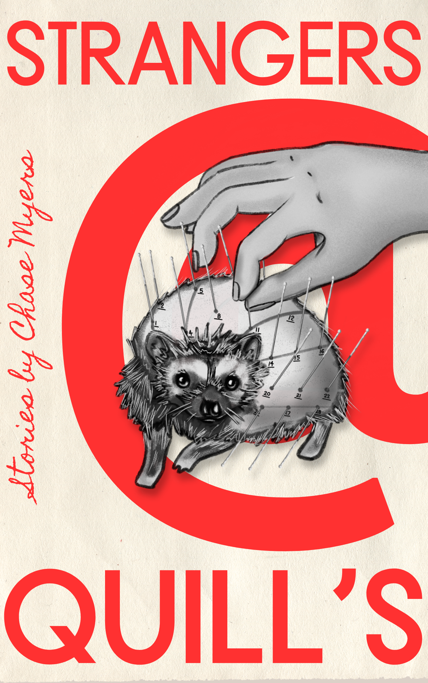 Illustration of a hand with acupuncture needles inserted into a dog's body, with a red target shape behind the dog, related to acupuncture for dogs.