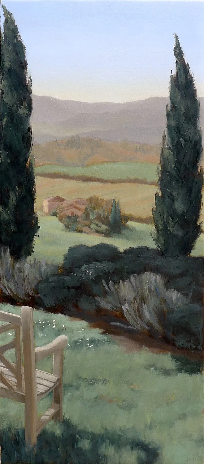 Overlooking Val d'Arbia
19 3/4 x 8 1/2"
oil on linen on panel
2011