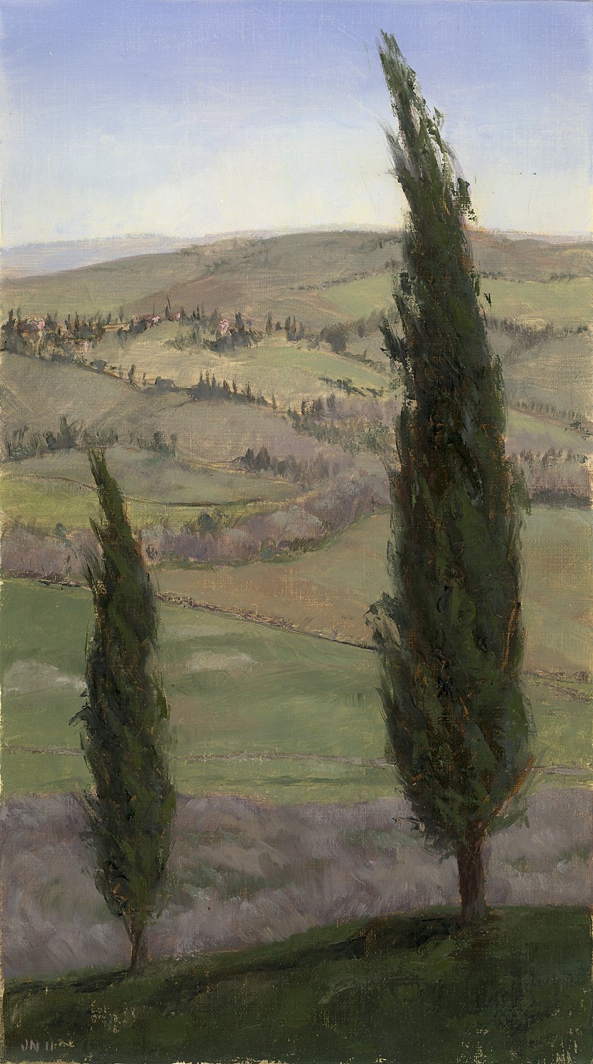Two Cypresses
11 1/2 x 7 1/2"
oil on linen
2011